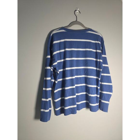 J. Crew Women's Large Blue and White striped Long Sleeve Shirt 100% Cotton - Picture 2 of 8